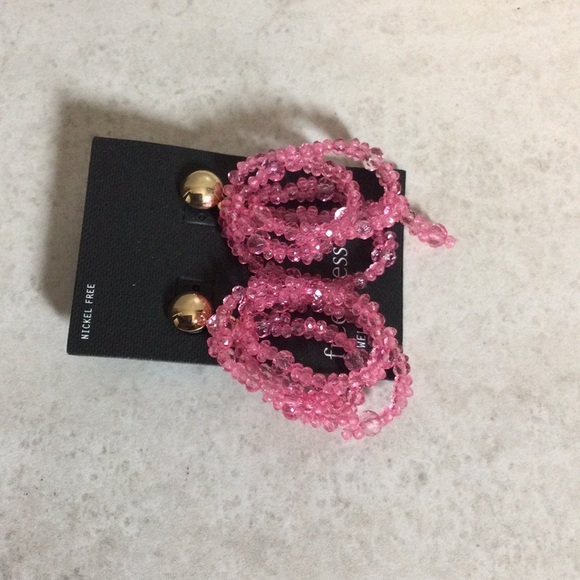 NWT Free Press gold post with medium pink swirl bead earrings - Picture 4 of 8